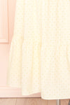 Hella Tiered Beige Midi Dress w/ Polka Dots | Boutique 1861 bottom close-up