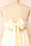 Hella Tiered Beige Midi Dress w/ Polka Dots | Boutique 1861 back close-up
