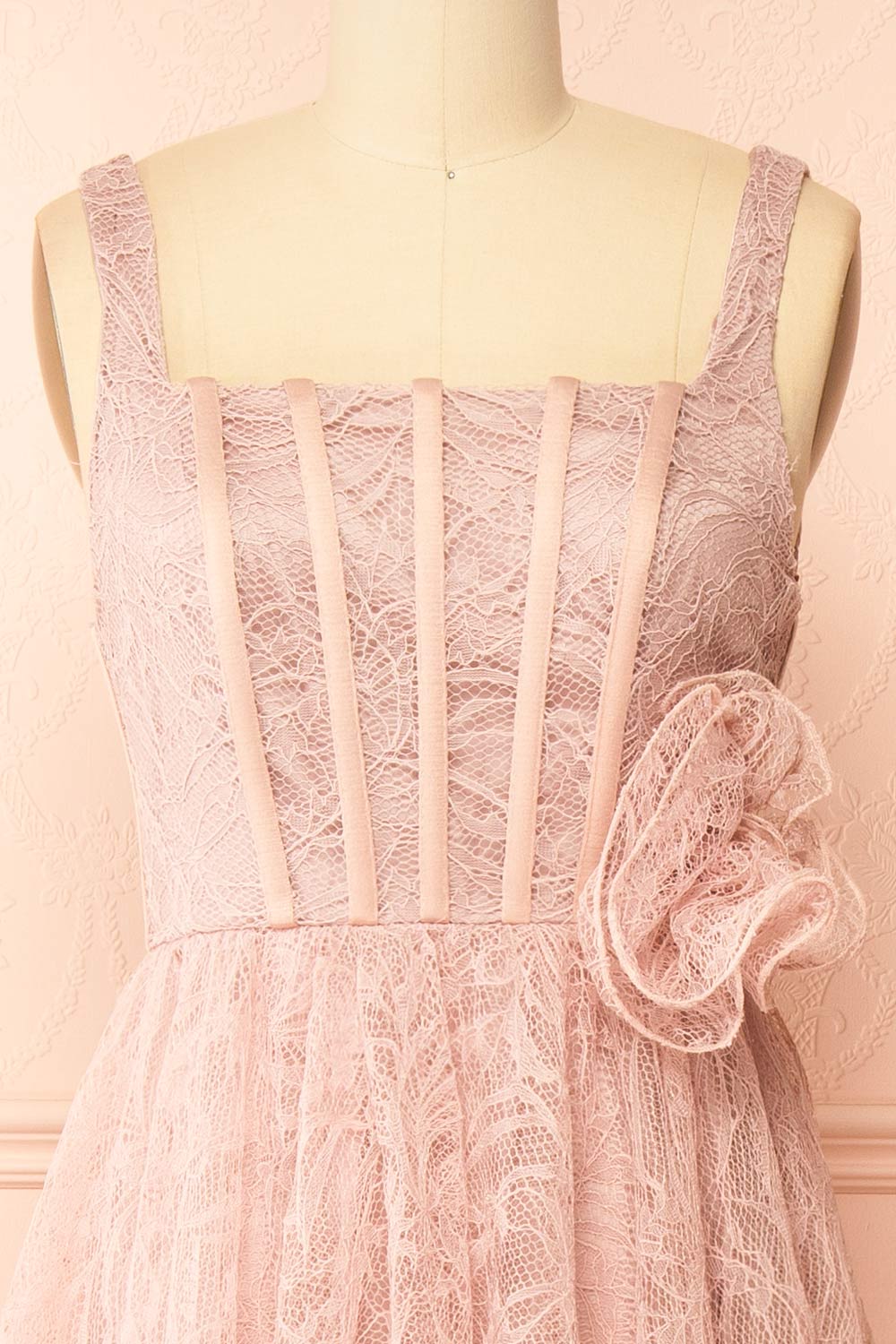 Hellis Pink Midi Dress with 3D Flower | Boutique 1861 front