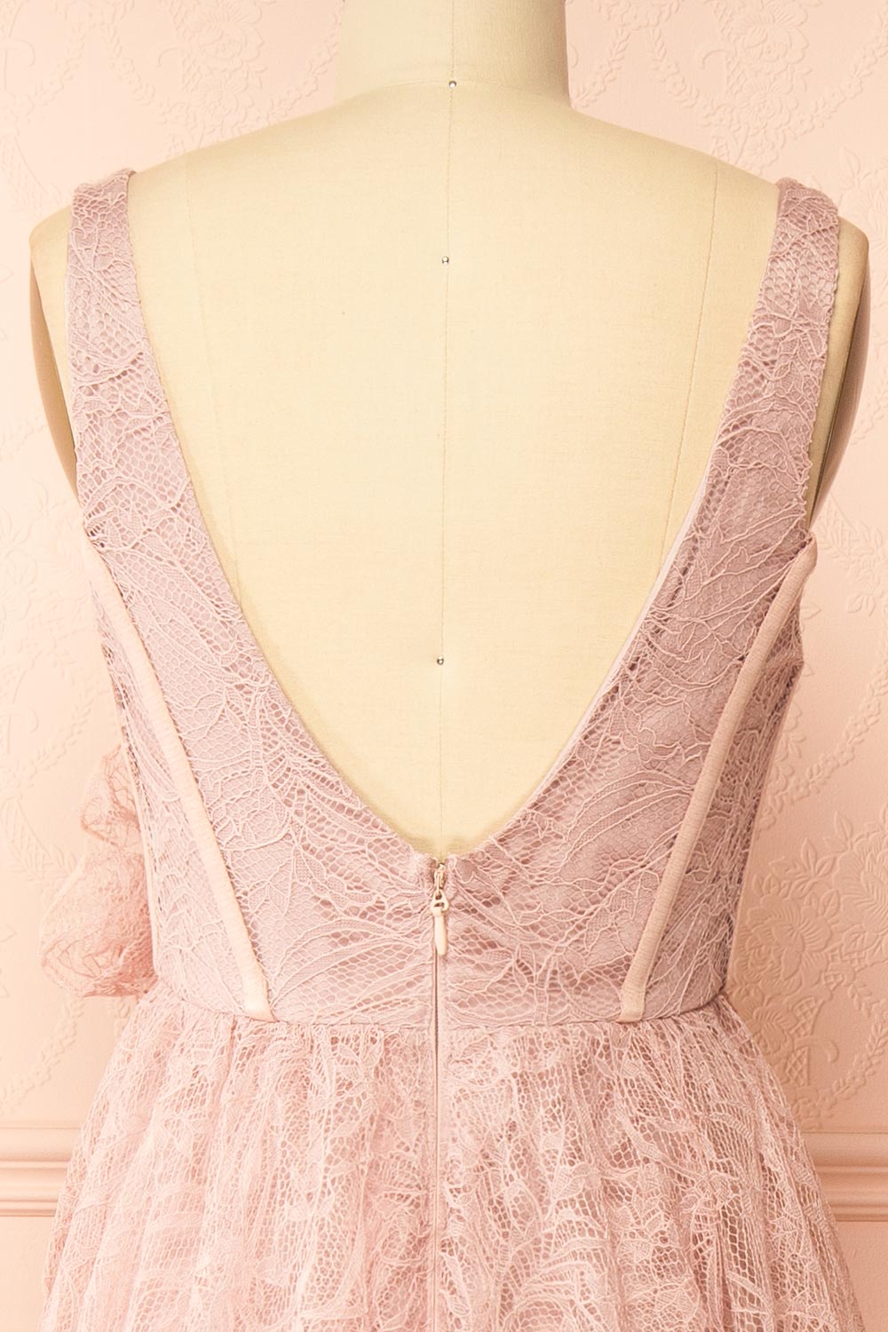 Hellis Pink Midi Dress with 3D Flower | Boutique 1861 back