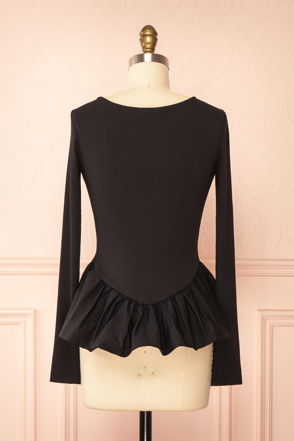 Henrieta Black Fitted Top with Peplum | Boutique 1861 back view