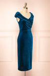 Hesperia Teal Velvet Midi Dress | Boutique 1861 side view