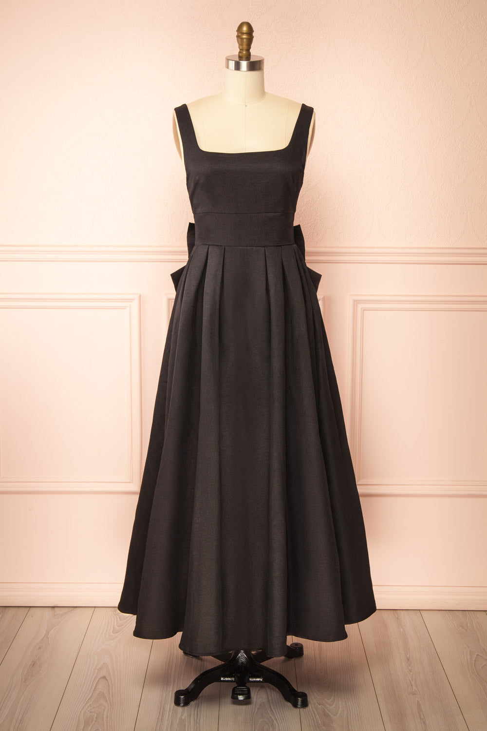 Hestiane Black Maxi A-Line Dress | front