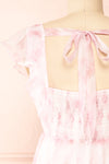 Hevenleigh Pink Short Tiered Dress w/ Ruffles | Boutique 1861 back close-up