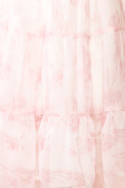 Hevenleigh Pink Short Tiered Dress w/ Ruffles | Boutique 1861 fabric