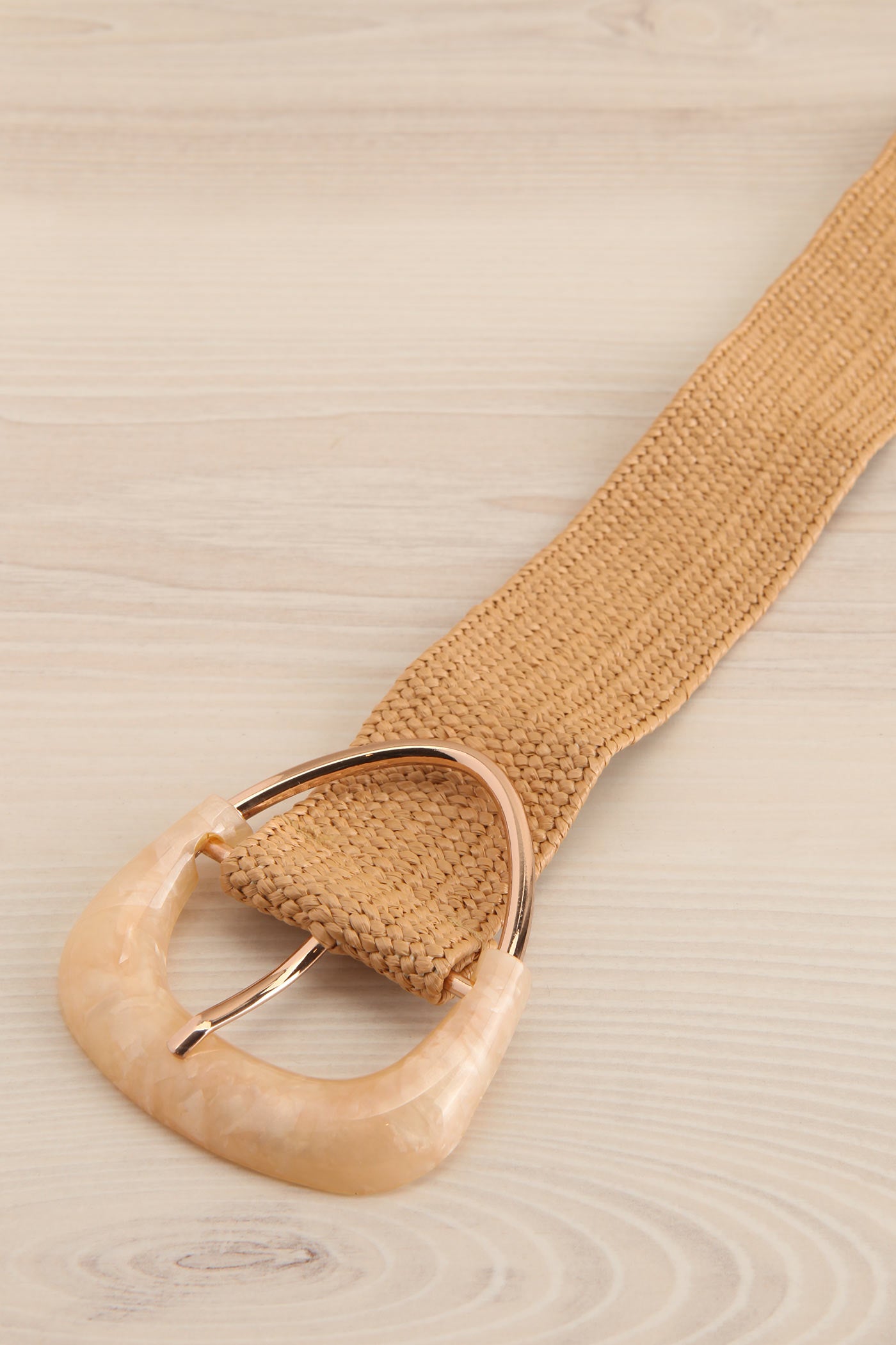 Hickory | Beige Woven Elastic Belt with Marble Resin Buckle