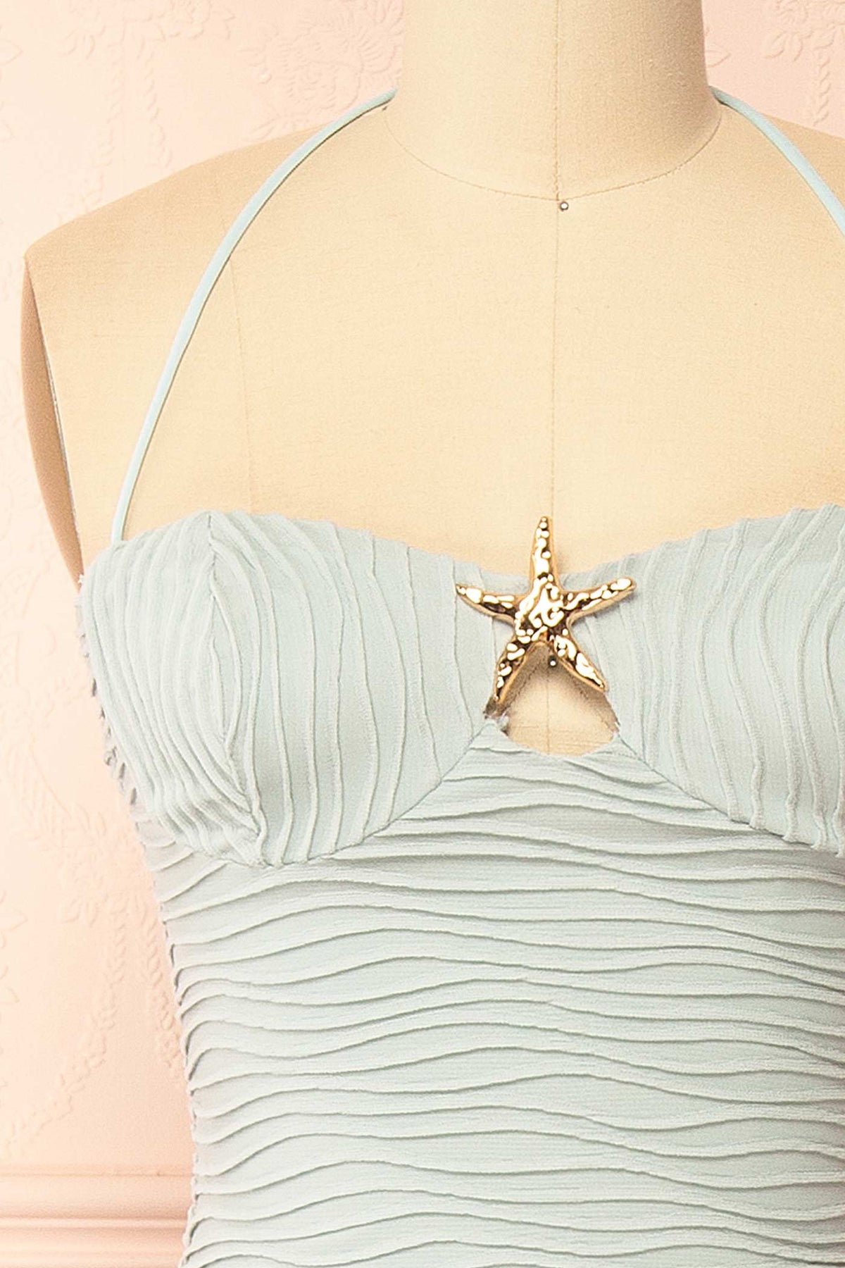 Himika | Light Blue Starfish Halter Maxi Dress