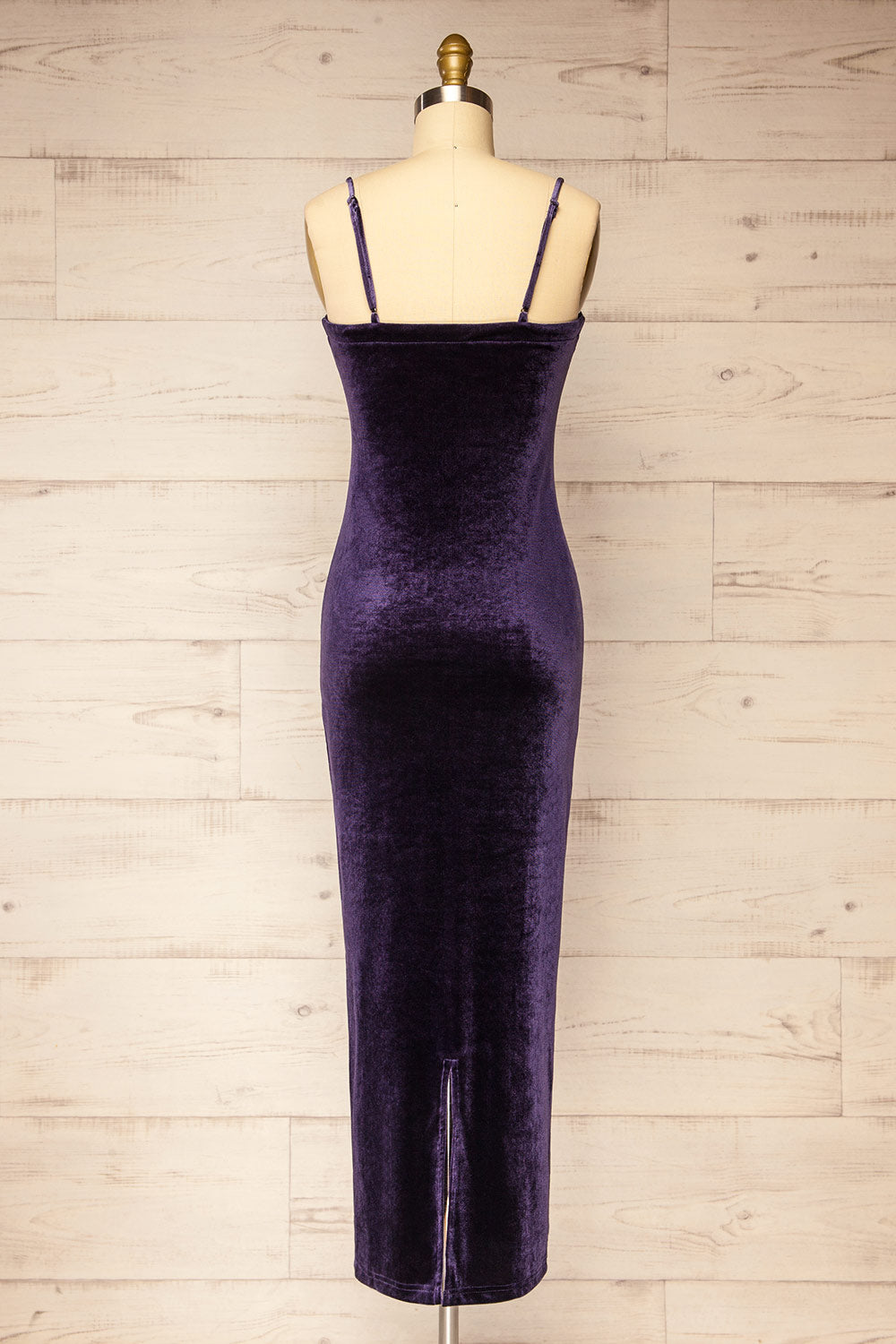 Hiroz Navy Velours Maxi Slip Dress | La petite garçonne back view