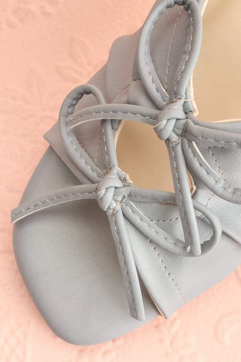 Hissette Blue Faux-Leather Heeled Sandals | Boutique 1861  flat close-up