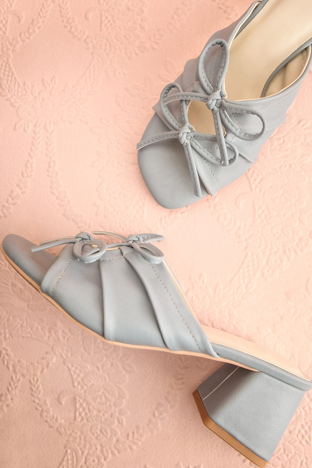 Hissette Blue Faux-Leather Heeled Sandals | Boutique 1861  flat view