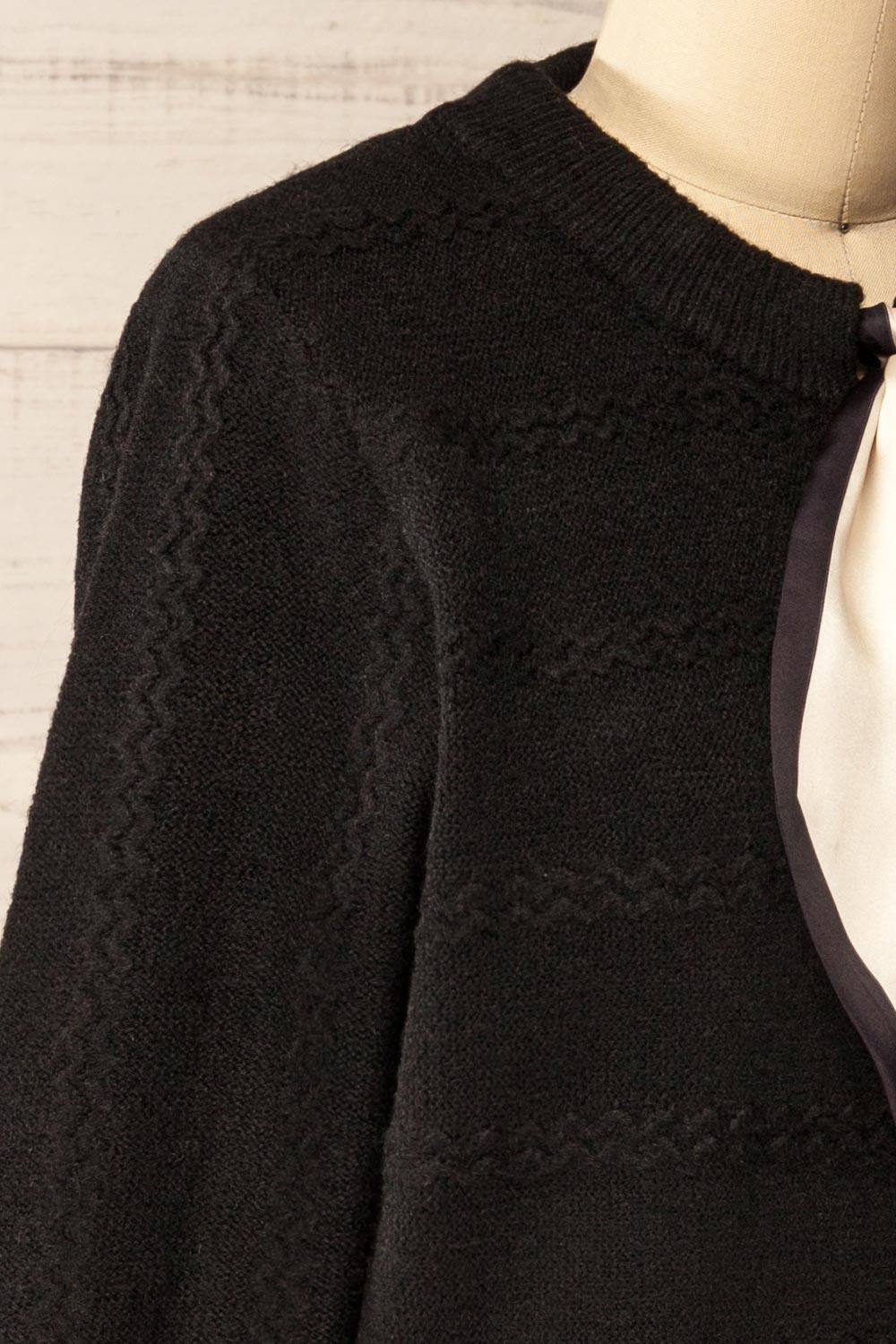 Hobart Black Preppy Cardigan with Scarf | La petite garçonne side