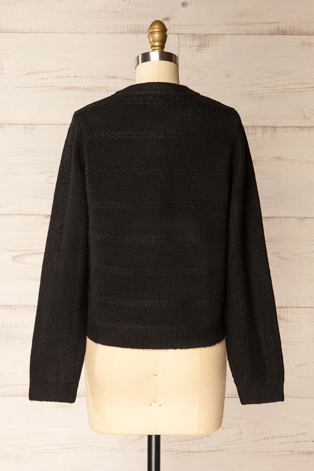 Hobart Black Preppy Cardigan with Scarf | La petite garçonne back view