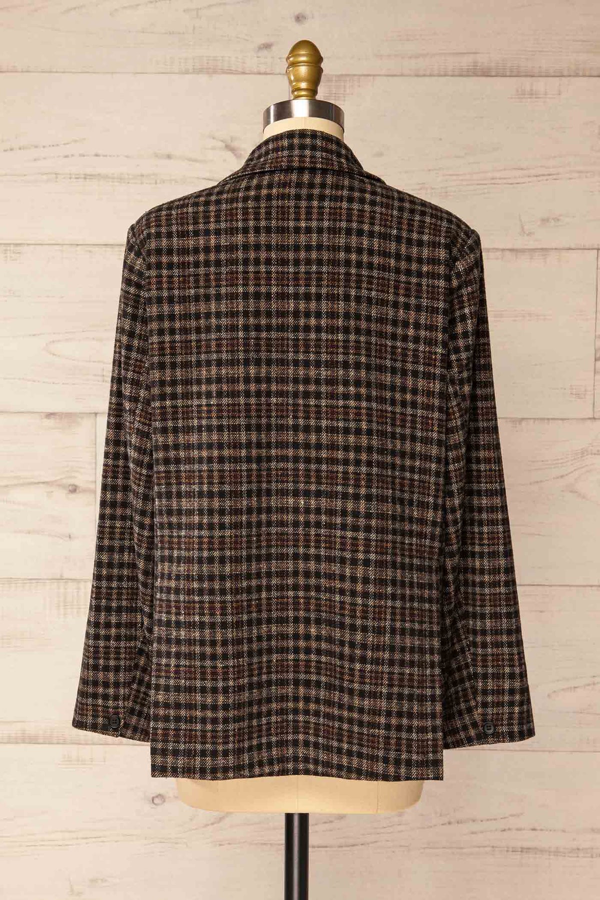 Hocquart | Brown Plaid Blazer with Shoulder Patches