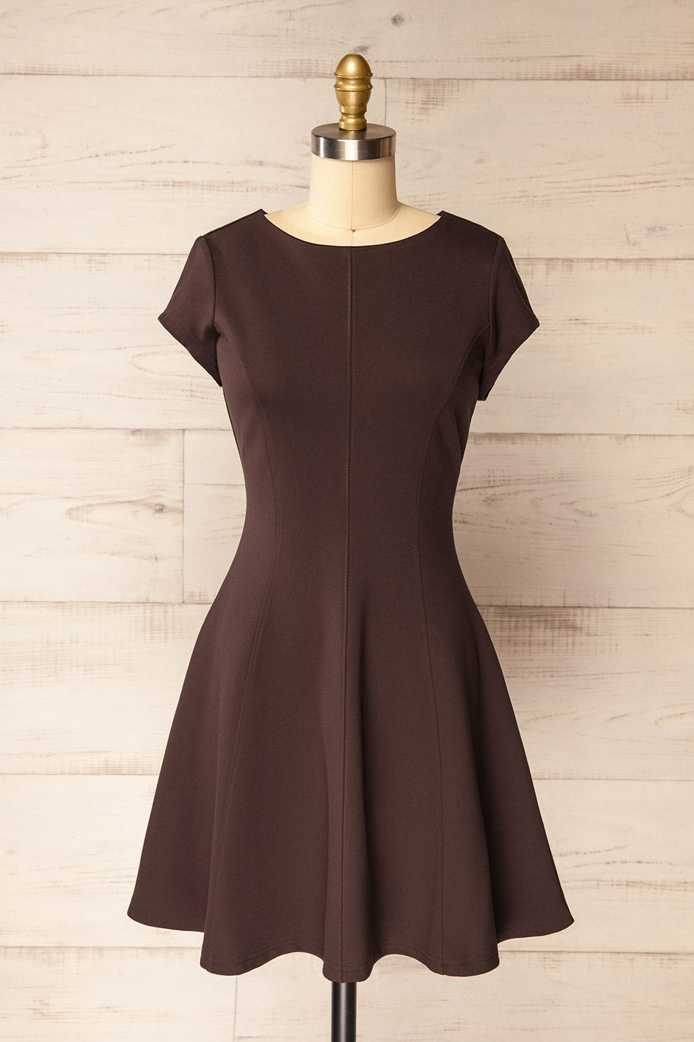 Holon Brown Short A-Line Dress | La petite garçonne front view