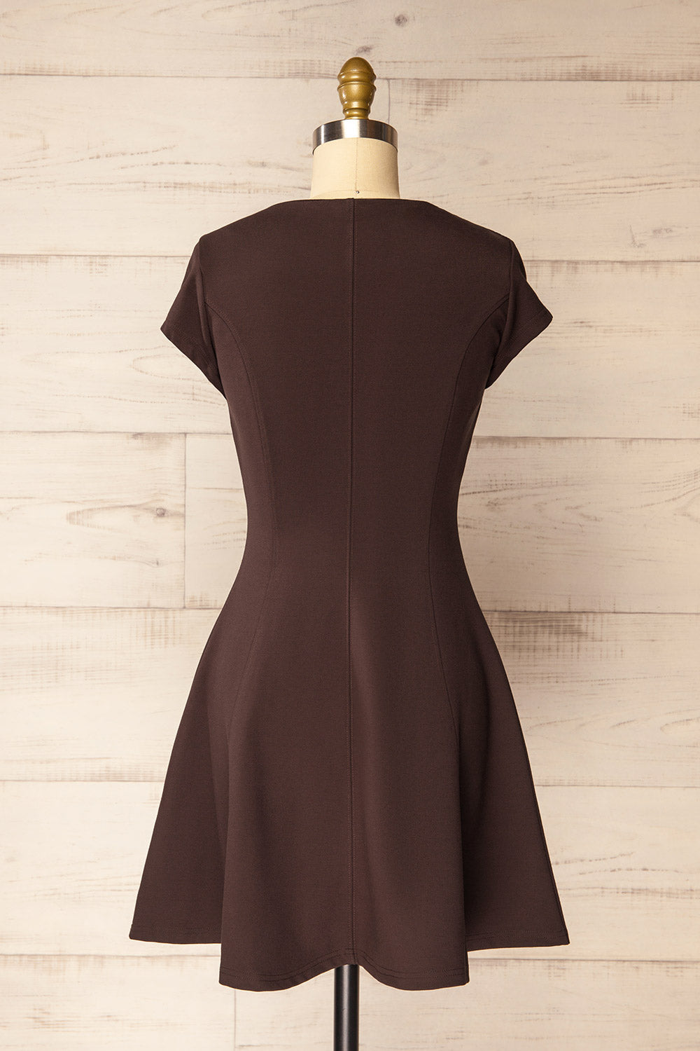 Holon Brown Short A-Line Dress | La petite garçonne back view