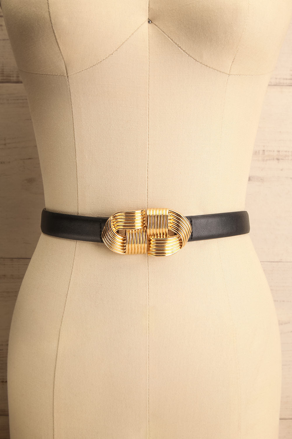 Homard Black Faux Leather Belt w/ Gold Buckle | La petite garçonne