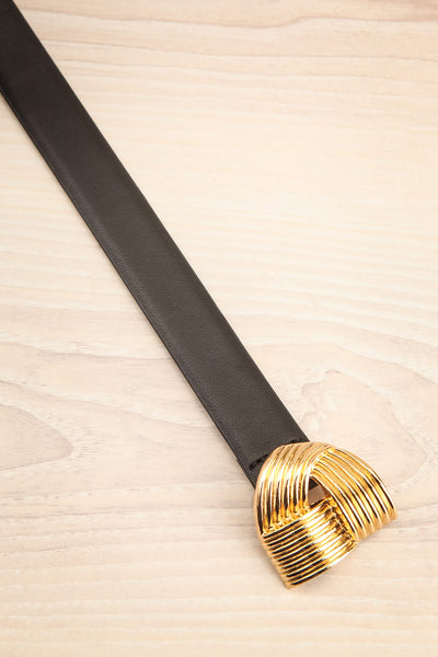 Homard Black Faux Leather Belt w/ Gold Buckle | La petite garçonne flat view