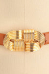Homard Caramel Faux Leather Belt w/ Gold Buckle | La petite garçonne close-up