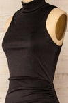 Honfleur Black Sleeveless Midi Dress | La petite garçonne side close-up