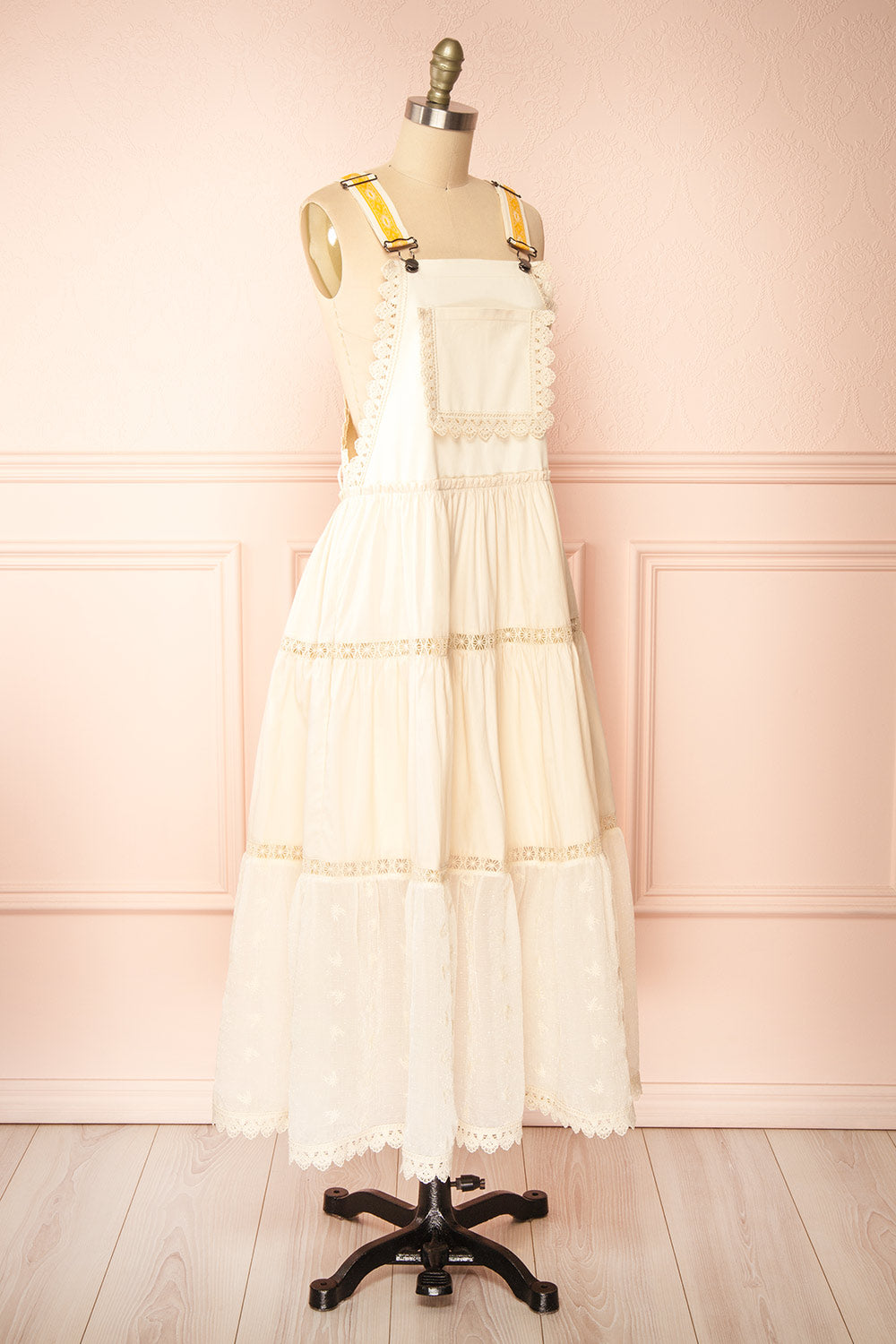 Hoolin Maxi Ivory Overall Dress | Boutique 1861 side view