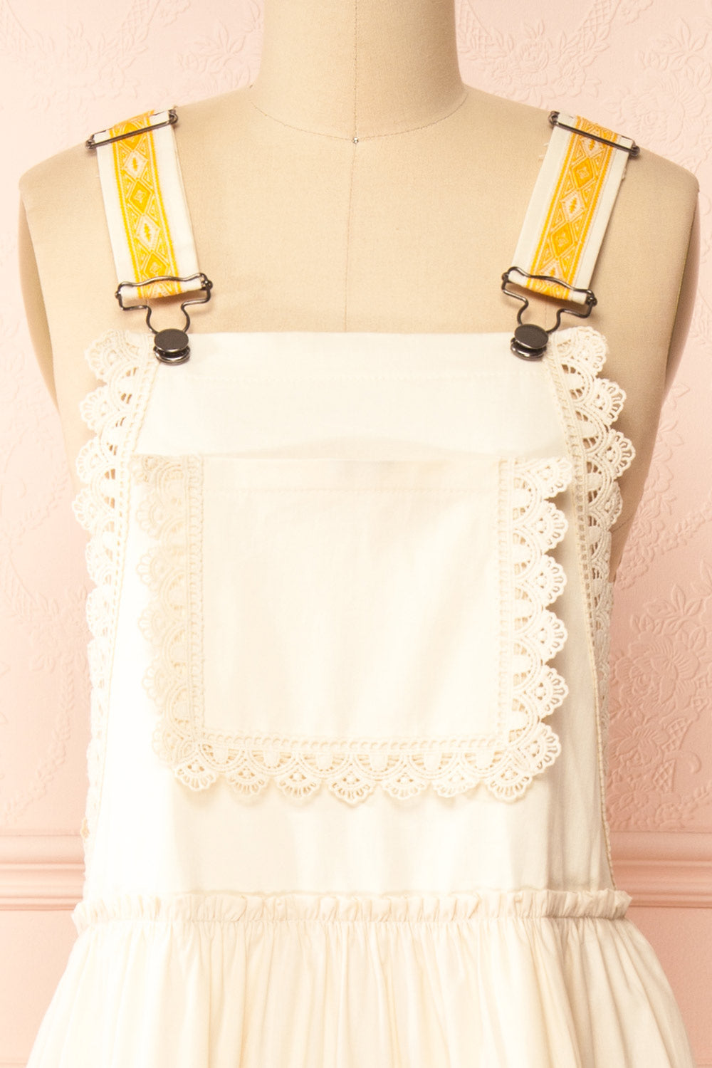 Hoolin Maxi Ivory Overall Dress | Boutique 1861 front close-up