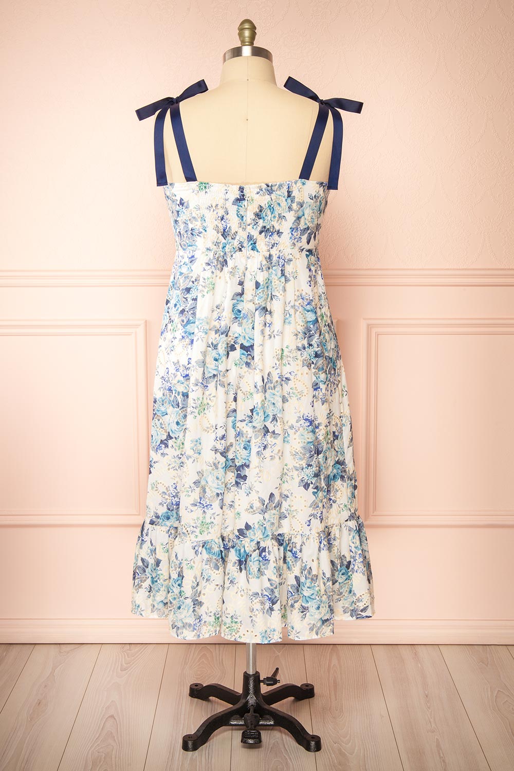 Hoonji Floral Midi Dress w/ Tie Straps | Boutique 1861 back plus size