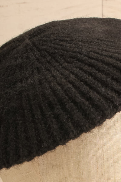 Huaraz Black Knit Beret | La petite garçonne front close-up