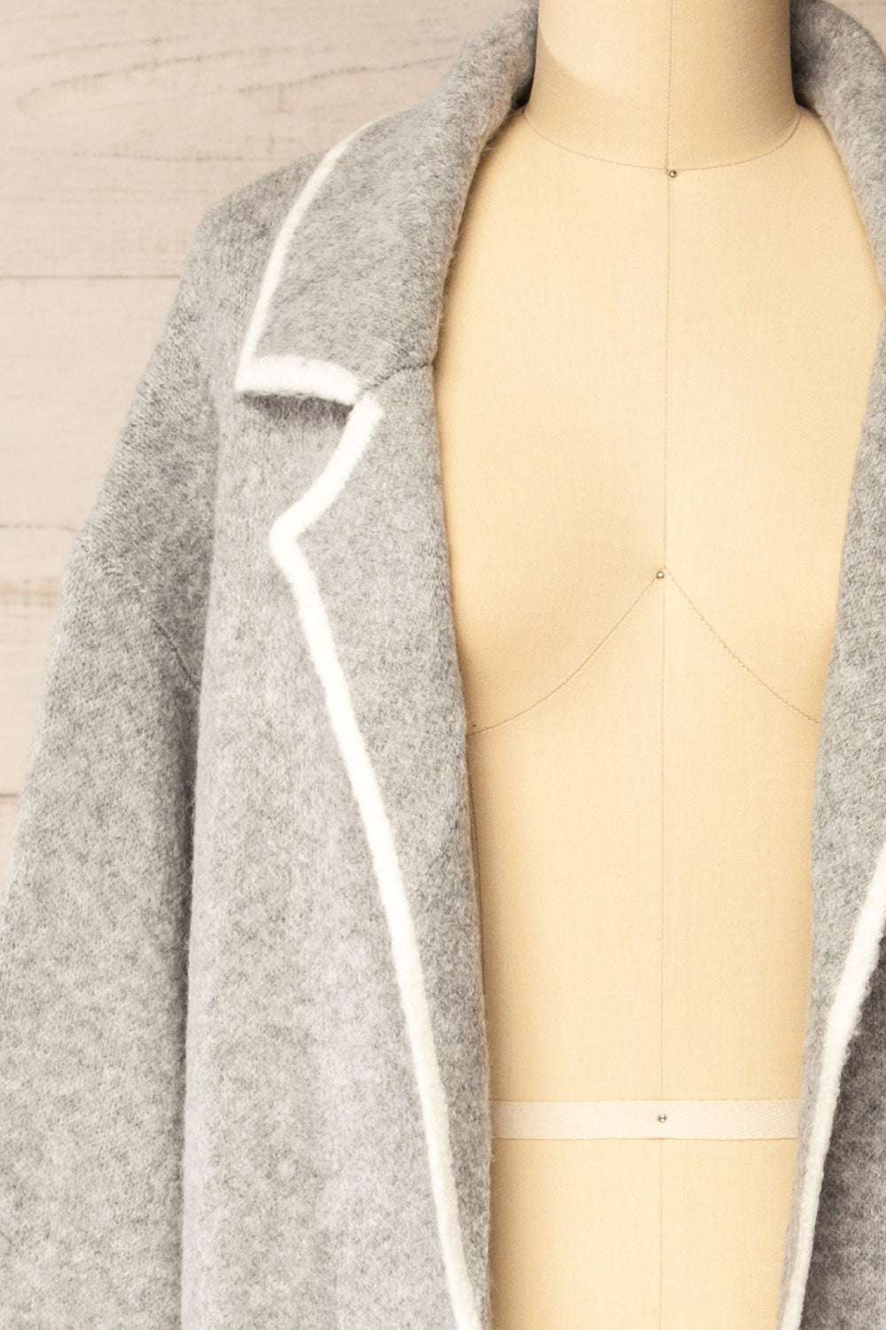 Hull Grey Knitted Jacket with Contrasting Border | La petite garçonne front close-up