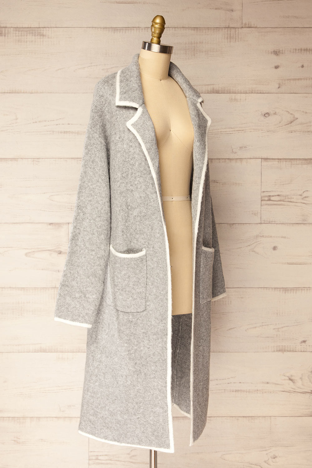 Hull Grey Knitted Jacket with Contrasting Border | La petite garçonne side 