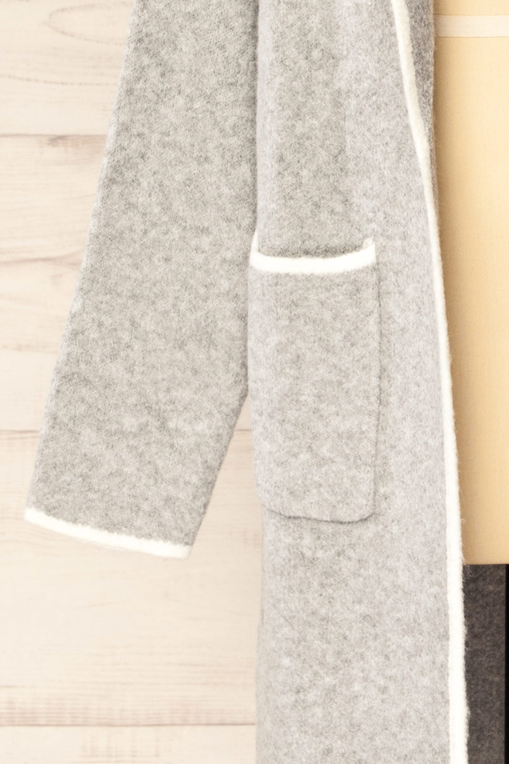 Hull Grey Knitted Jacket with Contrasting Border | La petite garçonne sleeve