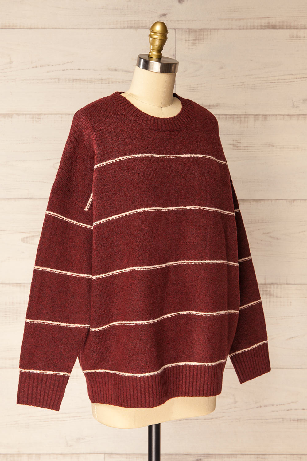 Hurst Burgundy with Stripes Oversized Sweater | La petite garçonne side view