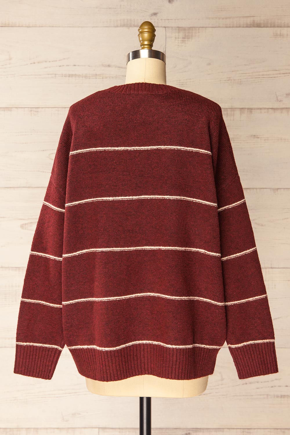 Hurst Burgundy with Stripes Oversized Sweater | La petite garçonne back view
