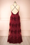 Hyade Burgundy Plus Size V-Neck Floral Maxi Dress | Boutique 1861 back view