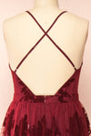 Hyade Burgundy Plus Size V-Neck Floral Maxi Dress | Boutique 1861 back close-up