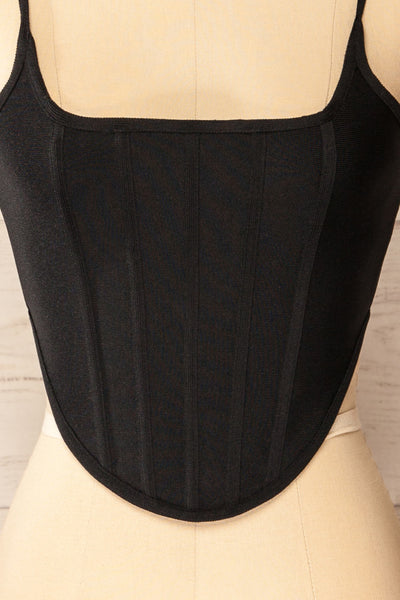 Hyeres Black Cropped Corset Top w/ Back Zipper | La petite garçonne detail