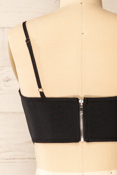 Hyeres Black Cropped Corset Top w/ Back Zipper | La petite garçonne back view