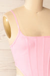 Hyeres Pink Cropped Corset Top w/ Back Zipper | La petite garçonne side close-up