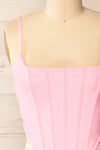Hyeres Pink Cropped Corset Top w/ Back Zipper | La petite garçonne front view