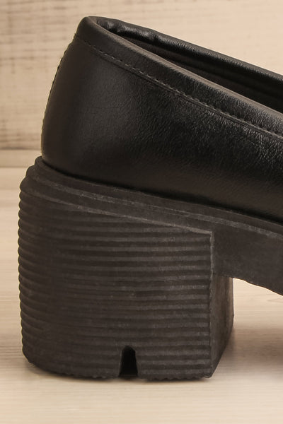 Ibberton Chunky Heeled Black Loafers | La petite garçonne side back close-up