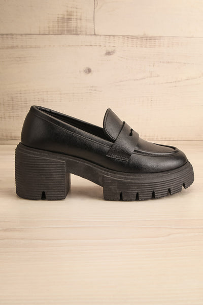 Ibberton Chunky Heeled Black Loafers | La petite garçonne side view