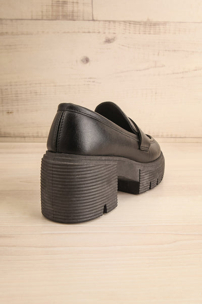 Ibberton Chunky Heeled Black Loafers | La petite garçonne back view