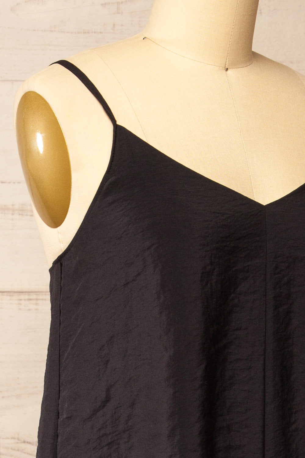 Ibertioga Black Midi Slip Dress w/ V-Neckline | La petite garçonne  side