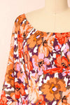 Idalai Floral Long Sleeve Off-Shoulder Short Dress | Boutique 1861 front close-up