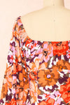 Idalai Floral Long Sleeve Off-Shoulder Short Dress | Boutique 1861 back close-up