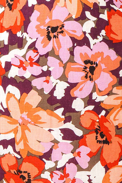 Idalai Floral Long Sleeve Off-Shoulder Short Dress | Boutique 1861 fabric