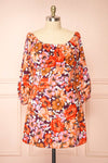 Idalai Floral Long Sleeve Off-Shoulder Short Dress | Boutique 1861 front plus size