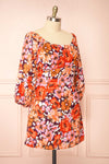 Idalai Floral Long Sleeve Off-Shoulder Short Dress | Boutique 1861 side plus size