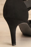 Idole Black Pointed Toe Heels w/ Elastic Straps | La petite garçonne back close-up