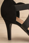 Idole Black Pointed Toe Heels w/ Elastic Straps | La petite garçonne side close-up
