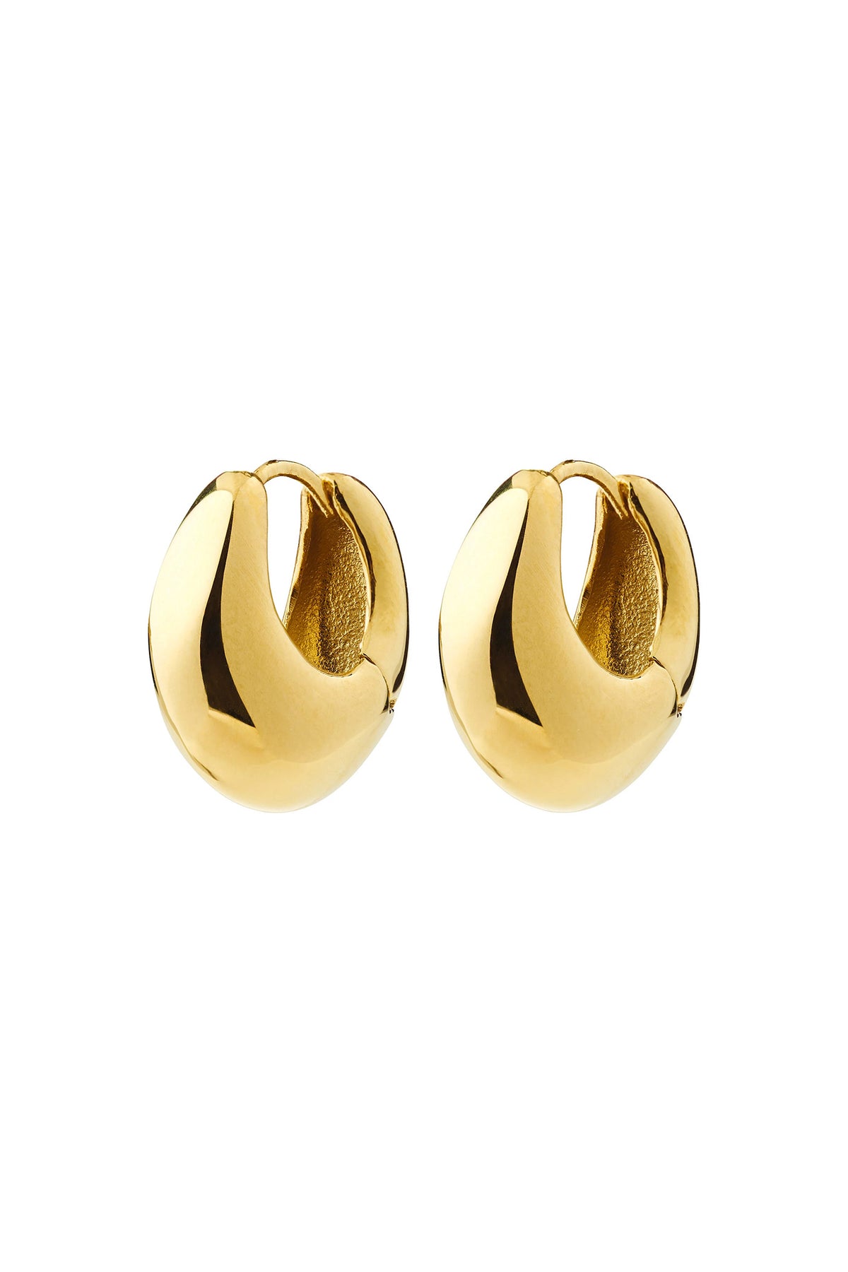 view of  Ignis Gold Small Chunky Hoop Earrings by Pilgrim from La petite garçonne